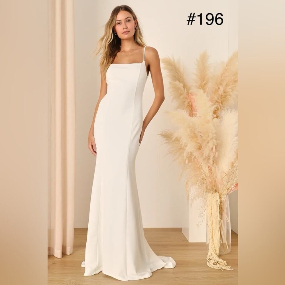 Lulus Blessed Romance White Sleeveless Button Back Mermaid Maxi Dress NWOT SMALL